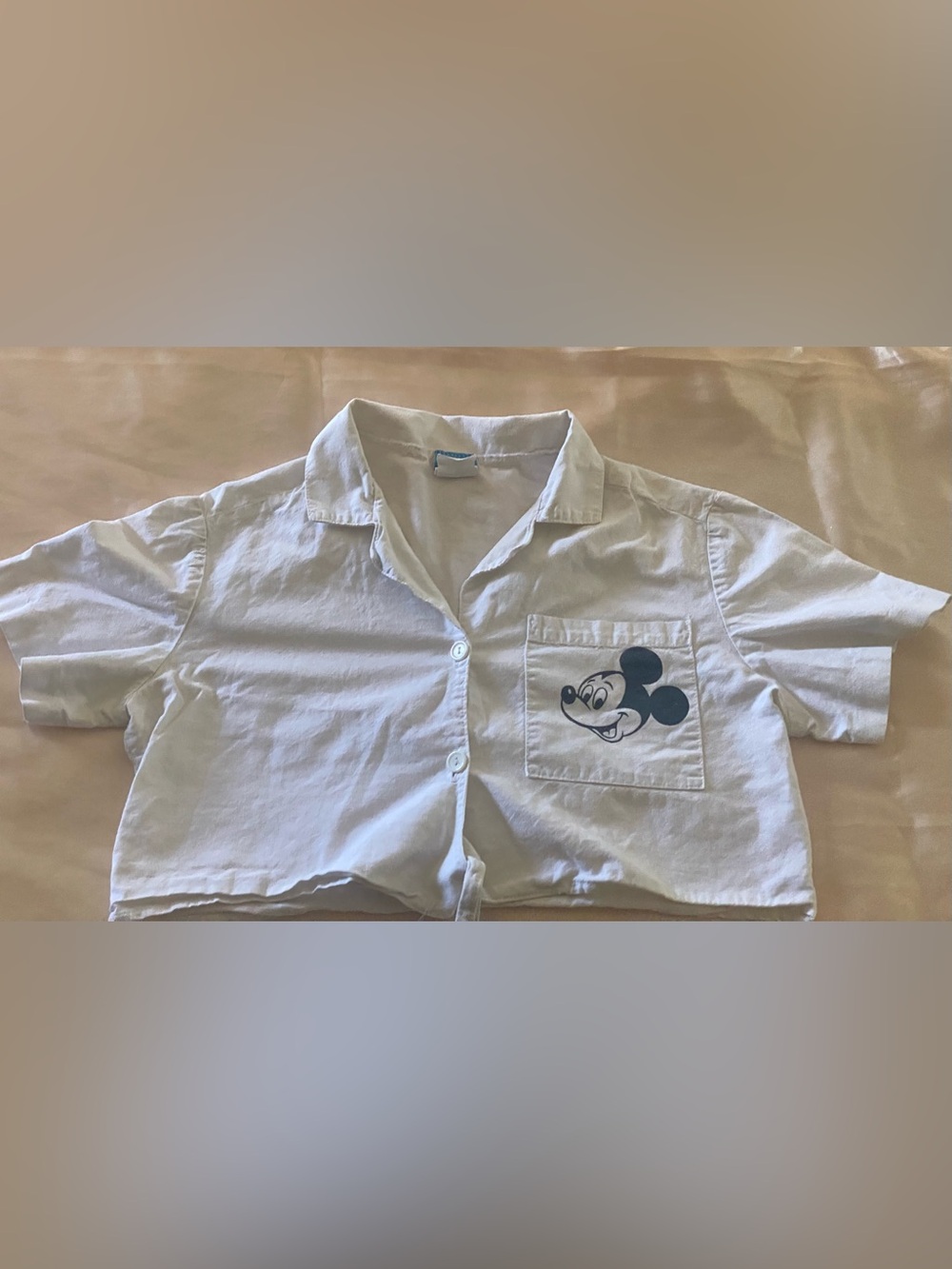 TRUE VINTAGE 1980s MICKEY MOUSE Crop Top SHIRT Sz Lg